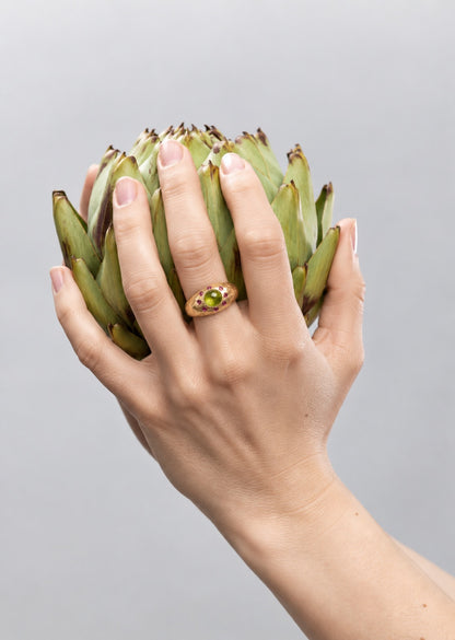 Thalassa Peridot and Sapphire Ring