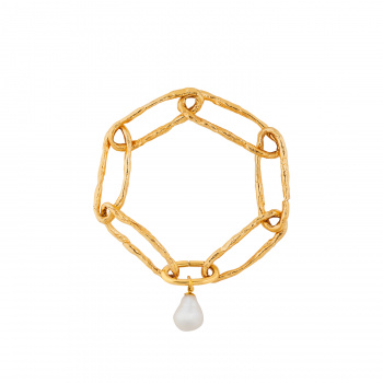 Deborah-Blyth-Oval-link-bracelet-with-pearl-gold