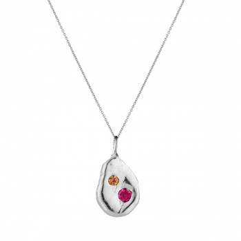 Halcyon Oval Necklace with Ruby And Orange Sapphire